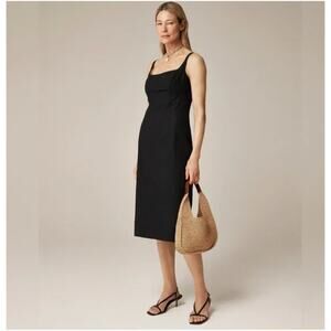J.CREW Square Neck Seam Sheath Midi Dress 18 NWT Black Minimalist CK812 J.Crew